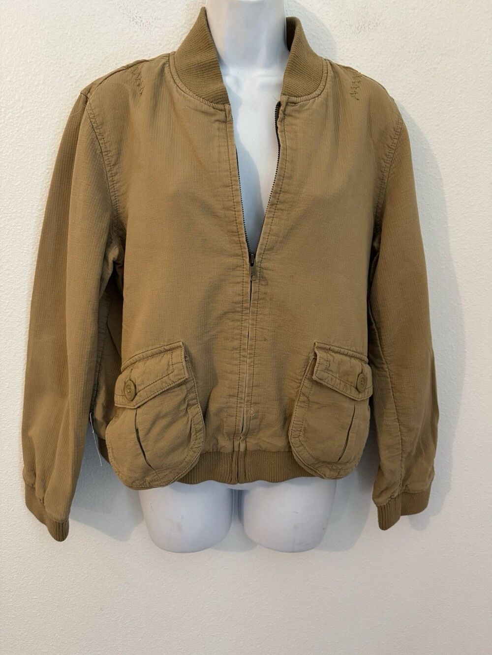 Vintage Y2K Old Navy Utility Jacket Women XL Light Brown Cargo Cotton Fall